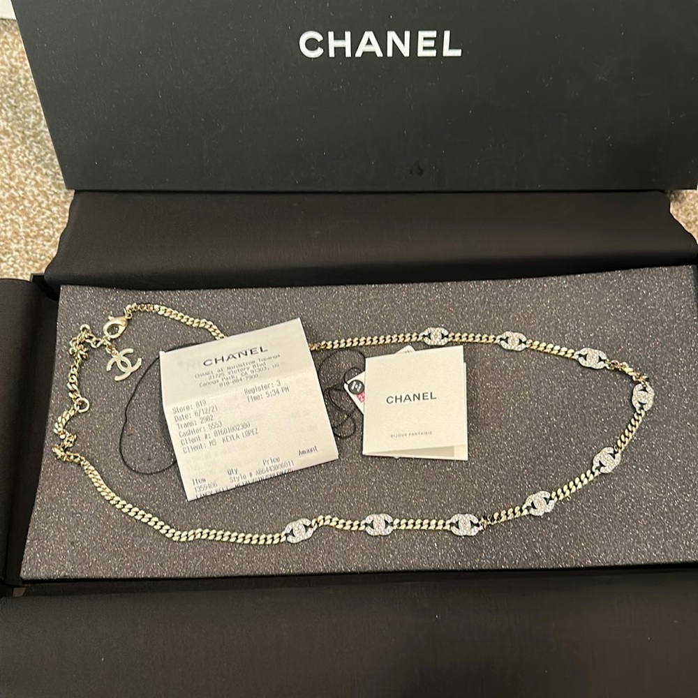 Chanel gold pendant crystal belt or necklace